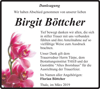 Traueranzeige von Birgit Böttcher von Mitteldeutsche Zeitung