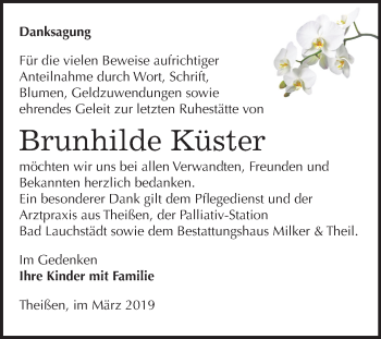 Traueranzeige von Brunhilde Küster von Mitteldeutsche Zeitung Zeitz
