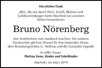 Traueranzeige von Bruno Nörenberg von Mitteldeutsche Zeitung Merseburg/Querfurt