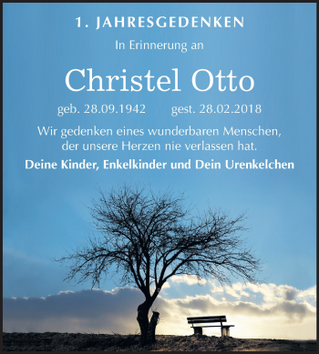 Traueranzeige von Christel Otto von Mitteldeutsche Zeitung Aschersleben