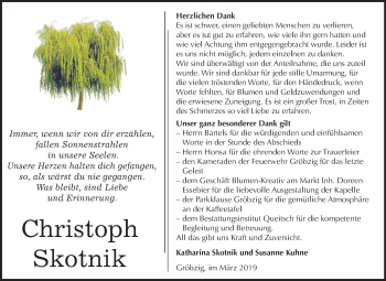 Traueranzeige von Christoph Skotnik von Mitteldeutsche Zeitung