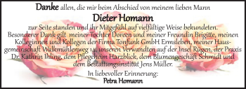 Traueranzeige von Dieter Homann von Mitteldeutsche Zeitung Aschersleben