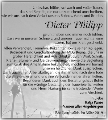 Traueranzeige von Dieter Philipp von Mitteldeutsche Zeitung