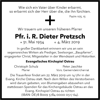 Traueranzeige von Dieter Pretzsch von Mitteldeutsche Zeitung Halle/Saalkreis