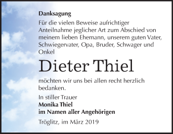 Traueranzeige von Dieter Thiel von Mitteldeutsche Zeitung Zeitz