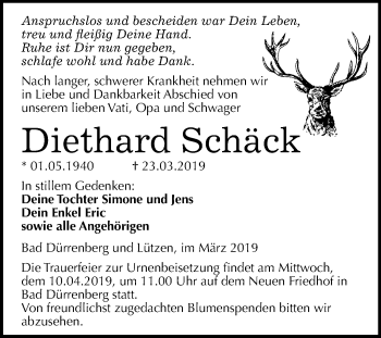Traueranzeige von Diethard Schäck von Mitteldeutsche Zeitung