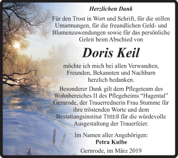 Traueranzeige von Doris Keil von Mitteldeutsche Zeitung Quedlinburg