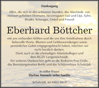 Traueranzeige von Eberhard Böttcher von Mitteldeutsche Zeitung