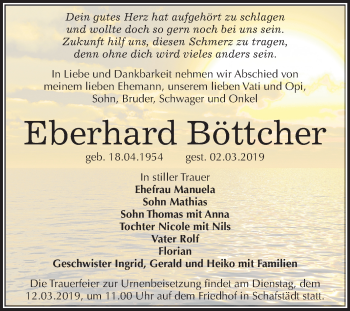 Traueranzeige von Eberhard Böttcher von Mitteldeutsche Zeitung Merseburg/Querfurt