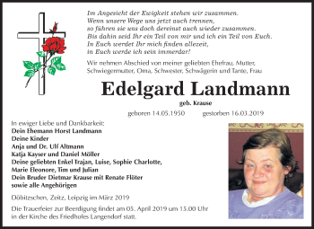 Traueranzeige von Edelgard Landmann von Mitteldeutsche Zeitung Zeitz