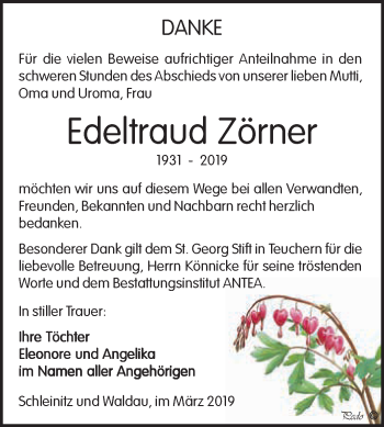 Traueranzeige von Edeltraud Zörner von WVG - Wochenspiegel NMB / WSF / ZTZ