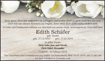 Traueranzeige von Edith Schäfer von Mitteldeutsche Zeitung