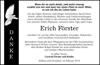 Traueranzeige von Erich Förster von Mitteldeutsche Zeitung