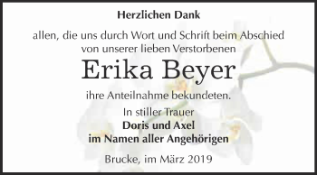 Traueranzeige von Erika Beyer von Super Sonntag Bernburg