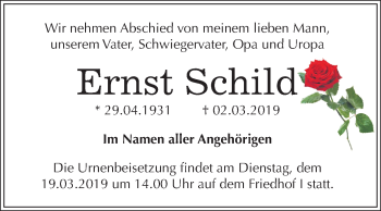 Traueranzeige von Ernst Schild von Mitteldeutsche Zeitung