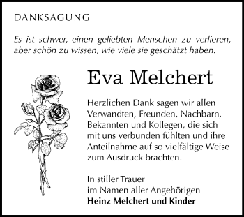 Traueranzeige von Eva Melchert von Mitteldeutsche Zeitung