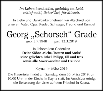Traueranzeige von Georg Grade von Mitteldeutsche Zeitung Zeitz