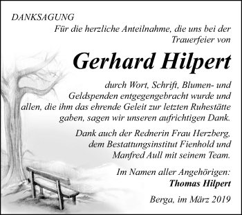 Traueranzeige von Gerhard Hilpert von WVG - Wochenspiegel SGH