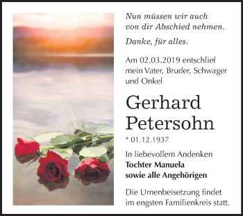Traueranzeige von Gerhard Petersohn von Mitteldeutsche Zeitung
