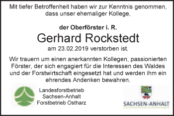 Traueranzeige von Gerhard Rockstedt von Super Sonntag Quedlinburg