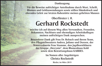 Traueranzeige von Gerhard Rockstedt von Mitteldeutsche Zeitung Quedlinburg