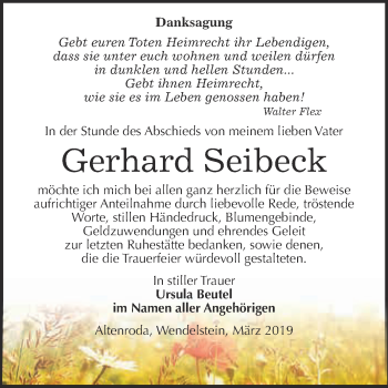 Traueranzeige von Gerhard Seibeck von WVG - Wochenspiegel NMB / WSF / ZTZ