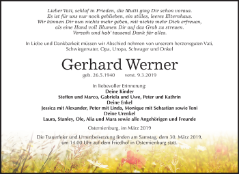 Traueranzeige von Gerhard Werner von Mitteldeutsche Zeitung Köthen