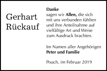 Traueranzeige von Gerhart Rückauf von Mitteldeutsche Zeitung Bitterfeld