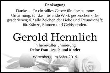 Traueranzeige von Gerold Hennlich von Mitteldeutsche Zeitung