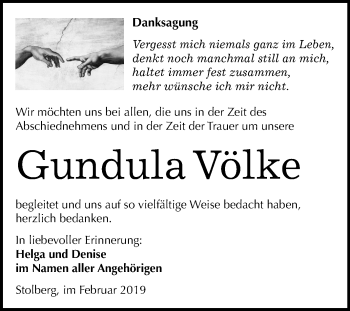 Traueranzeige von Gundula Völke von Mitteldeutsche Zeitung