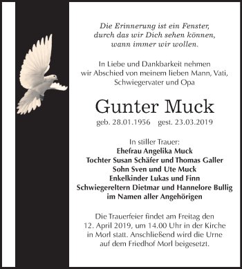 Traueranzeige von Gunter Muck von Mitteldeutsche Zeitung