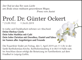 Traueranzeige von Günter Ockert von Mitteldeutsche Zeitung