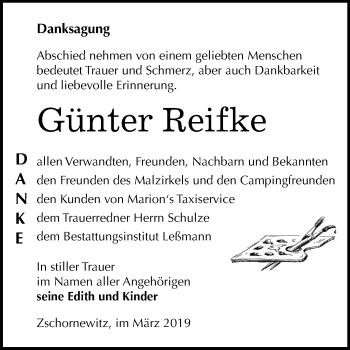 Traueranzeige von Günter Reifke von Mitteldeutsche Zeitung