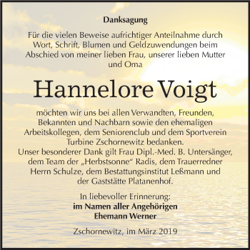 Traueranzeige von Hannelore Voigt von Mitteldeutsche Zeitung