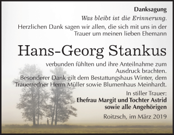 Traueranzeige von Hans-Georg Stankus von Mitteldeutsche Zeitung