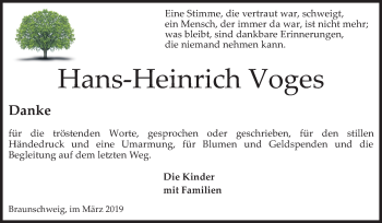 Traueranzeige von Hans-Heinrich Voges von Super Sonntag Aschersleben
