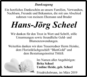 Traueranzeige von Hans-Jörg Scheel von Mitteldeutsche Zeitung Quedlinburg