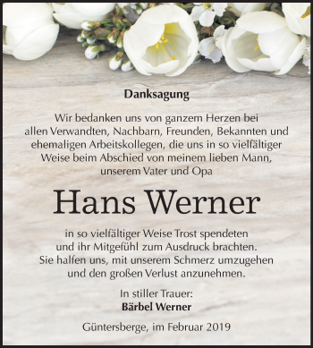 Traueranzeige von Hans Werner von Mitteldeutsche Zeitung