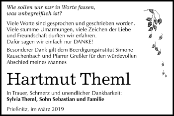 Traueranzeige von Hartmut Theml von Mitteldeutsche Zeitung
