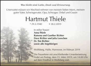 Traueranzeige von Hartmut Thiele von Super Sonntag SGH Mansf. Land