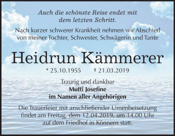 Traueranzeige von Heidrun Kämmerer von Mitteldeutsche Zeitung
