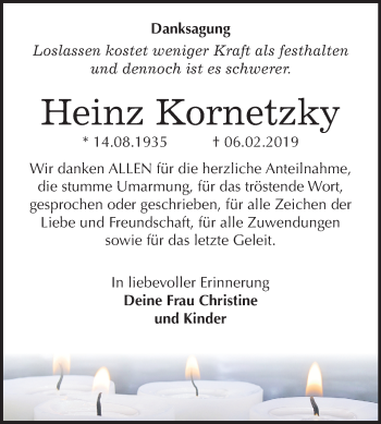Traueranzeige von Heinz Kornetzky von Mitteldeutsche Zeitung