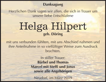 Traueranzeige von Helga Hilpert von WVG - Wochenspiegel Quedlinburg