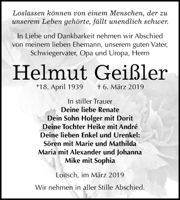 Traueranzeige von Helmut Geißler von Mitteldeutsche Zeitung Zeitz