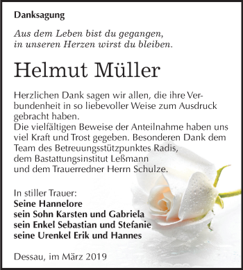 Traueranzeige von Helmut Müller von Mitteldeutsche Zeitung