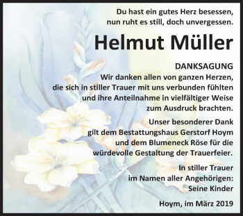 Traueranzeige von Helmut Müller von Mitteldeutsche Zeitung