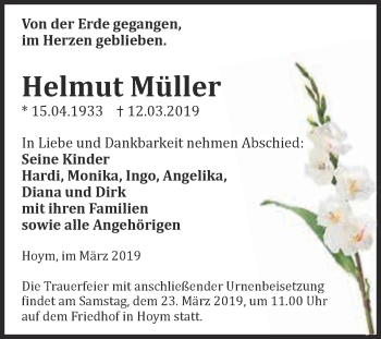 Traueranzeige von Helmut Müller von Super Sonntag Aschersleben
