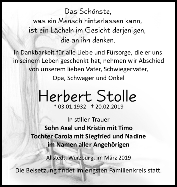 Traueranzeige von Herbert Stolle von Mitteldeutsche Zeitung Sangerhausen