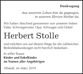 Traueranzeige von Herbert Stolle von Super Sonntag SGH Mansf. Land