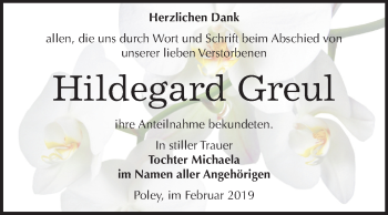 Traueranzeige von Hildegard Greul von Mitteldeutsche Zeitung